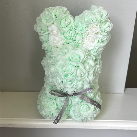 NIB Mint Green and White Always and Forever Rose Bear - Picture 4 of 4